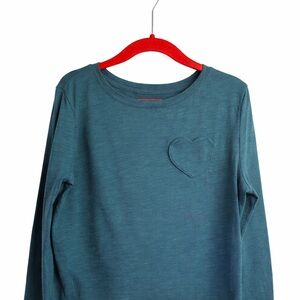 Old Navy Girls Long Sleeve Top – Size 6 – Green Heart Pocket